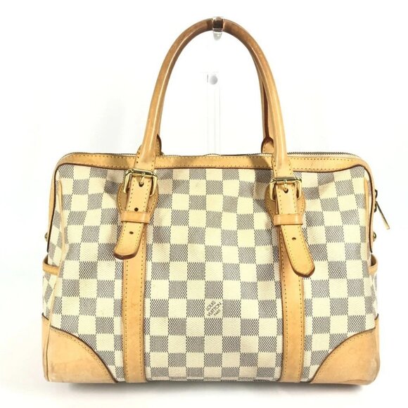 LOUIS VUITTON N52001 Damier Azur Berkeley PM Hand Bag Damier Azur Canvas White - Picture 2 of 15